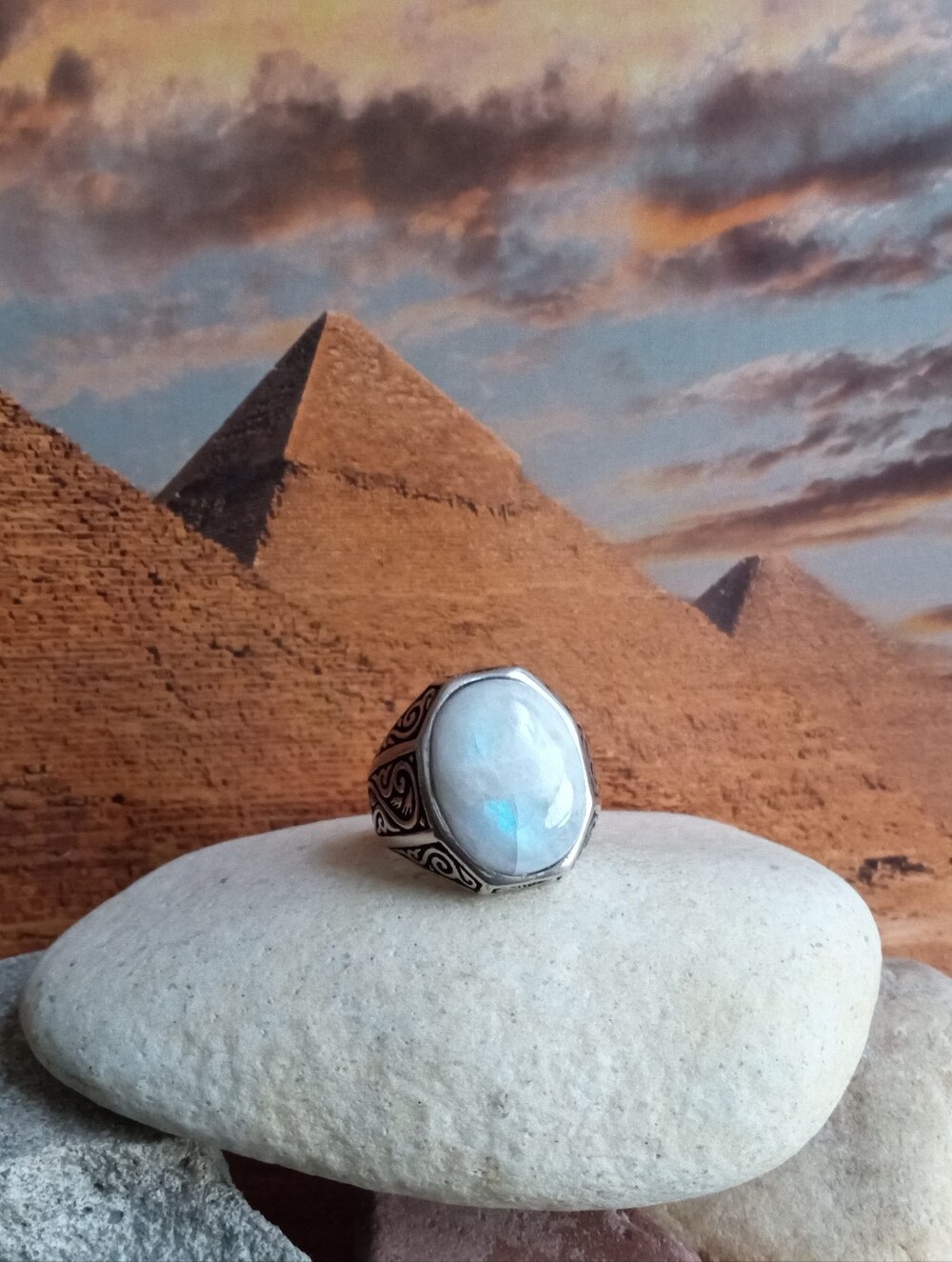 Sigma Male ~ Moonstone Ring ~ 925 Sterling Silver ~ Manosphere